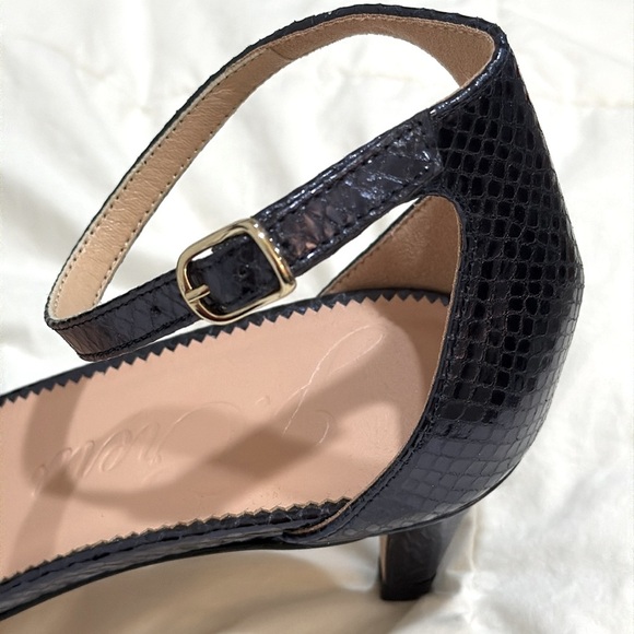 J Crew Collection pointed toe heels in Metallic snake-embossed leather BT882 NEW - Picture 7 of 8